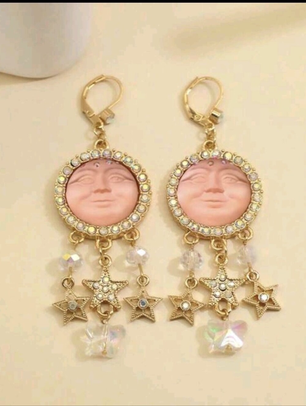 Kirks Folly Pink Moon Face Earrings